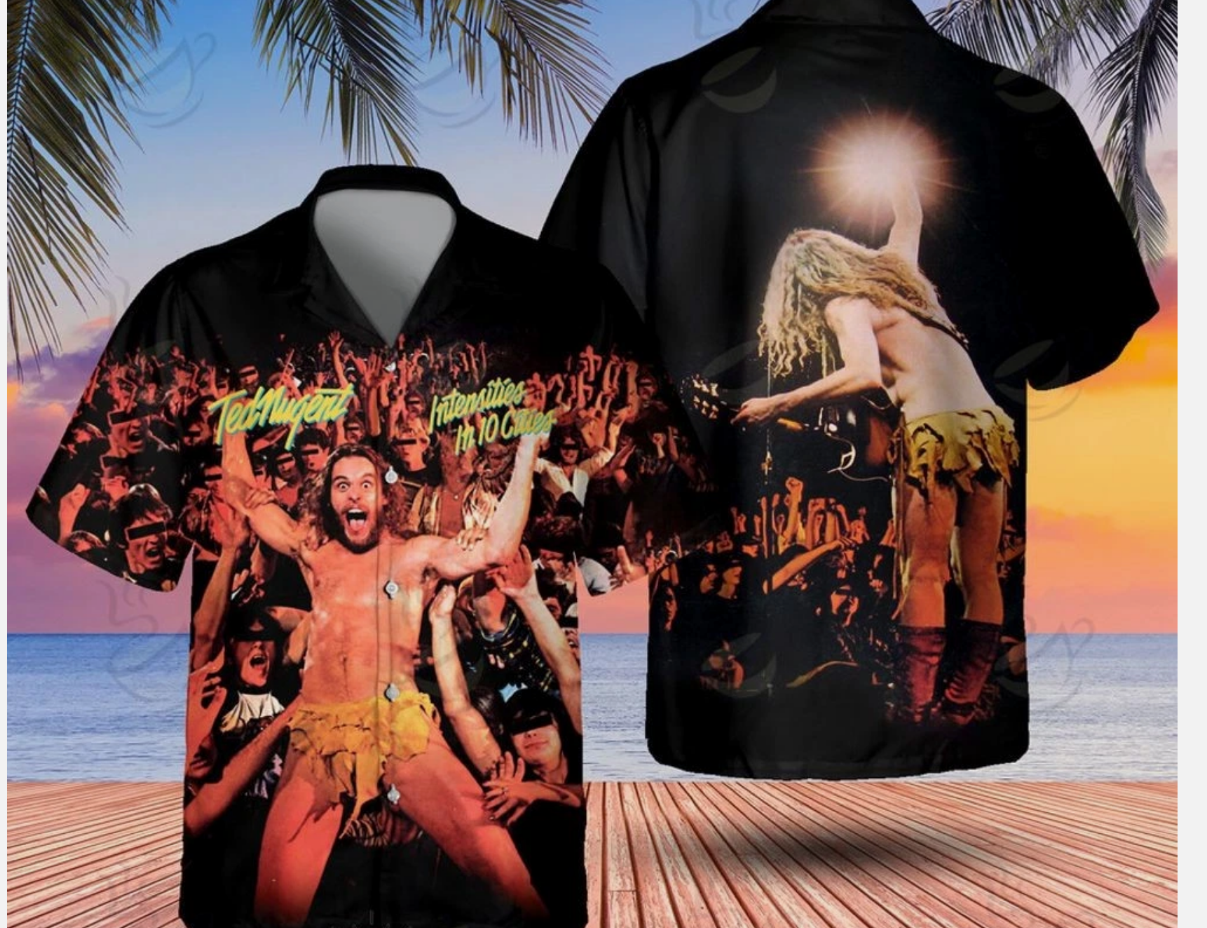Ted Nugent Intensities in 10 Cities Album Cover Hawaiian Shirt